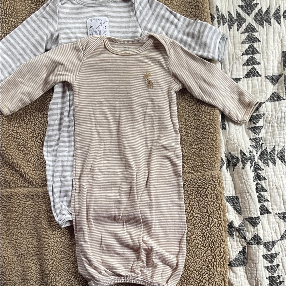 Cozy Striped Beige and Gray Baby Footies